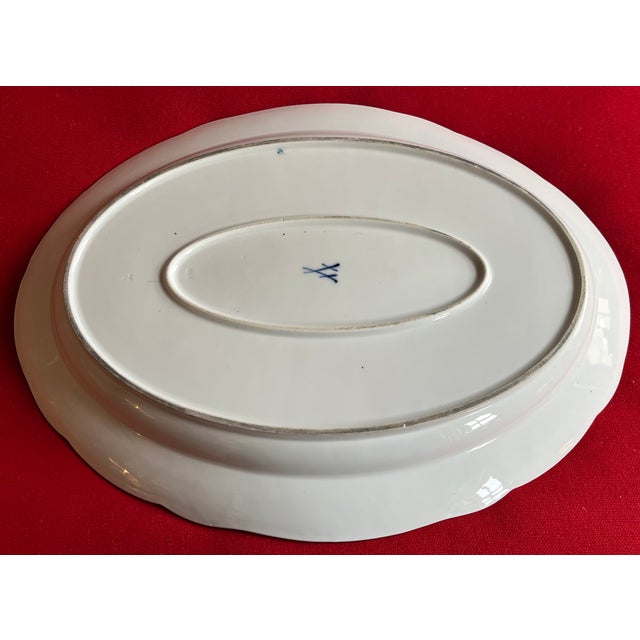 Large 19" Antique 19th Century German Meissen Porcelain Blue and White Floral Platter With Insects For Sale - Image 9 of 10