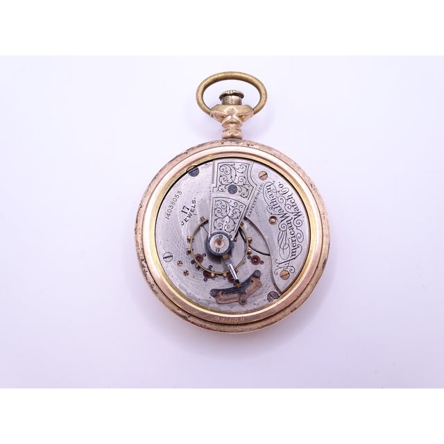Savonette Pocket Watch in 14k Gold, Porcelain and Crystal from American Waltham Watch Co., USA, 1900s For Sale - Image 16 of 18
