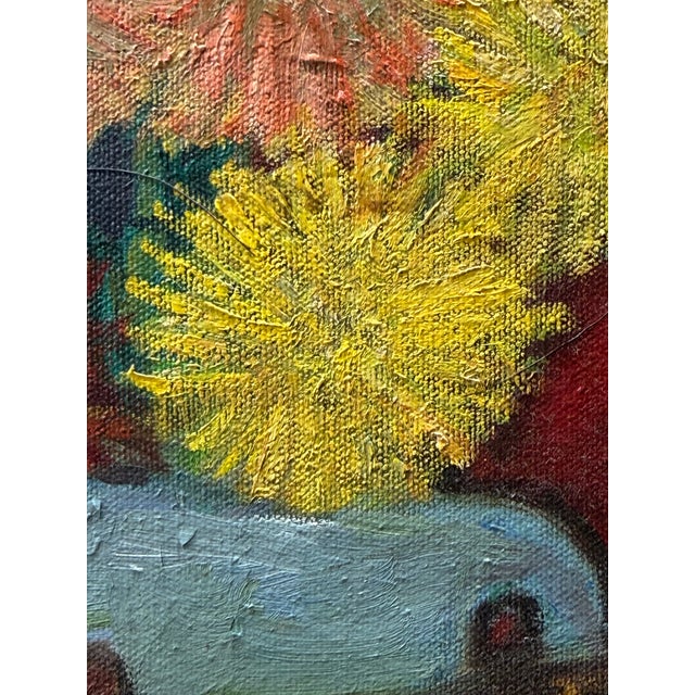 Textile Still Life Mandolin and Flowers Painting by Abe Zuckerman, 1958 For Sale - Image 7 of 16