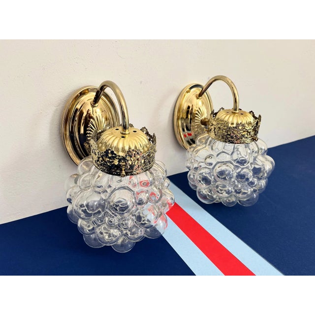 Transparent 1960s Bubble Glass Sconces, Pair For Sale - Image 8 of 17