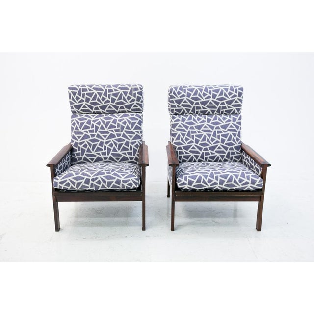 Set of armchairs with a ladder backrest, Danish design, walnut, 1960s. Very good condition. Dimensions: Height: 95 cm Seat...