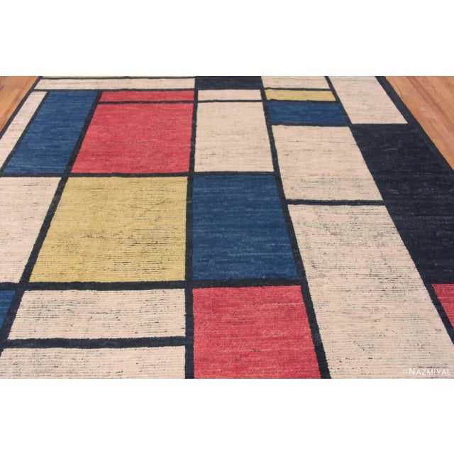 Textile Nazmiyal Collection Artistic Contemporary Piet Mondrian Design Area Area Rug For Sale - Image 7 of 8