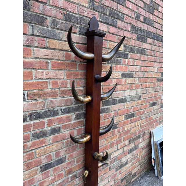 Wood 19th Century Bull Horn Hall Tree For Sale - Image 7 of 12