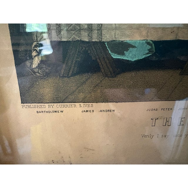 Late 19th Century Framed Lithograph "The Last Supper" Published by Currier & Ives, Late 19th Century For Sale - Image 5 of 8