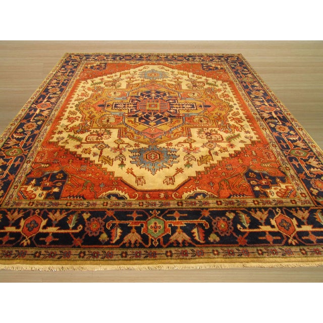 8x10 Luxurious Oriental Yellow Medallion Traditional Hand Knotted Wool Carpet Rug For Sale In New York - Image 6 of 7