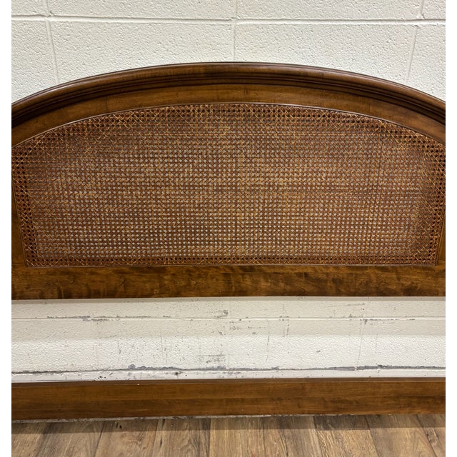 Wood Vintage Ethan Allen Classic Manor King Size Maple and Cane Headboard 15-5655 For Sale - Image 7 of 12