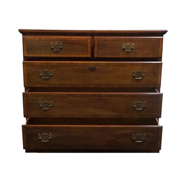 Stanley Furniture Stoneleigh Collection Solid Banded Mahogany 46" Five Drawer Chest 8713-01 For Sale In Kansas City - Image 6 of 13