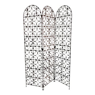 Vintage Iron Scroll Screen For Sale