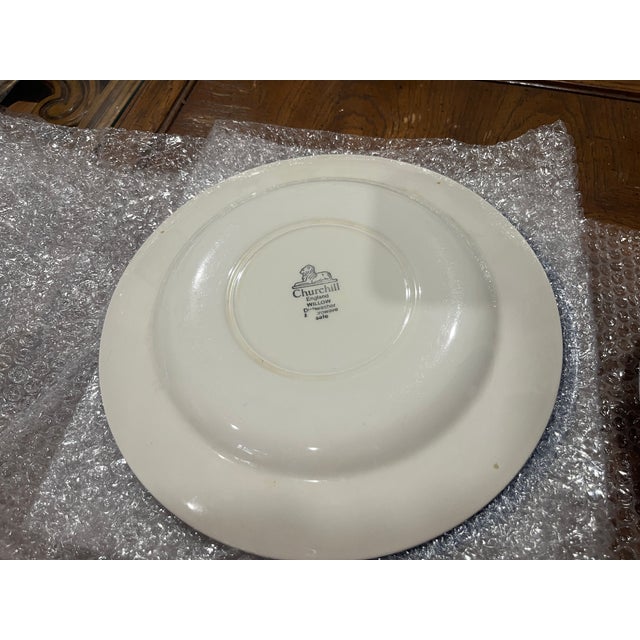 Ceramic Churchill England Blue Willow Pattern 10”Dinner Plate (Set of 6) For Sale - Image 7 of 12