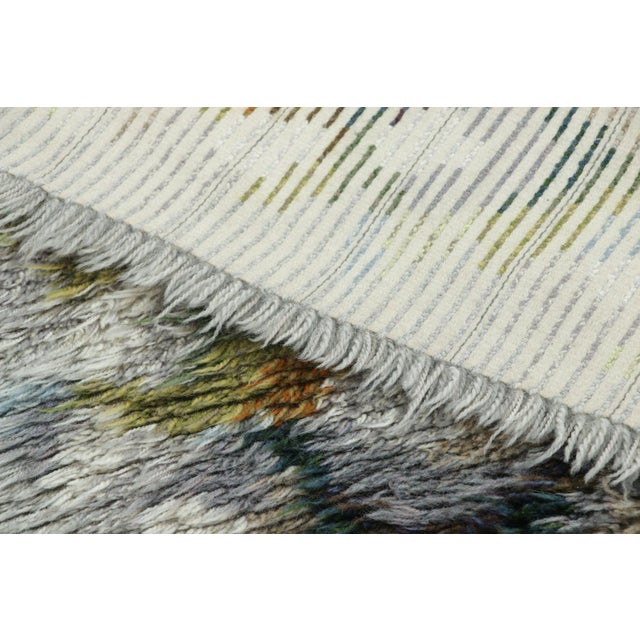 Textile Vintage Swedish Rya Rug With Blue, Green & White Geometric Pattern - Rug & Kilim For Sale - Image 7 of 7