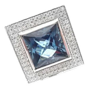 Pasquale Bruni 18k White Gold Diamond London Blue Topaz Large Ring, Size 7.5