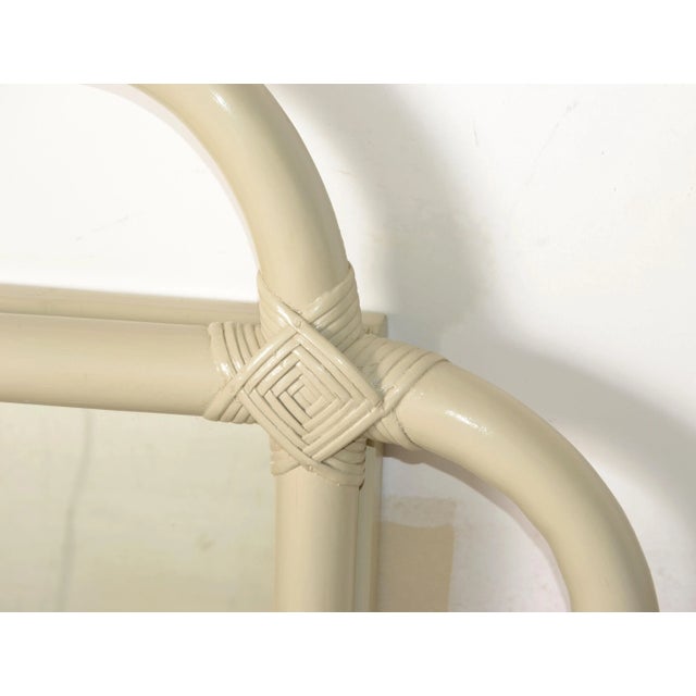 Wood 1960s Bohemian Bent Bamboo Rattan Beige Rectangle Wall Mirror Hollywood Regency For Sale - Image 7 of 12