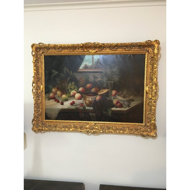 Early 20th Century Antique Still Life Oil On Canvas Painting