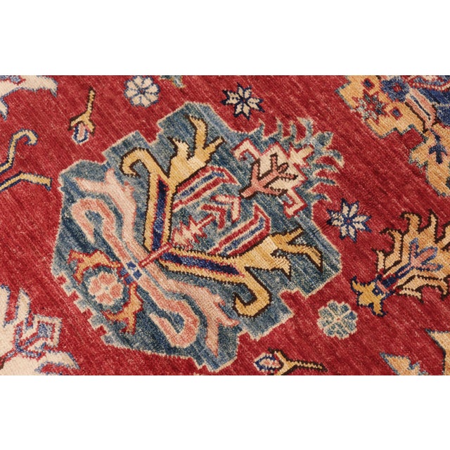 Textile Boho Chic Super Kazak Red/Beige Wool Rug - 10'1'' X 14'0'' For Sale - Image 7 of 10
