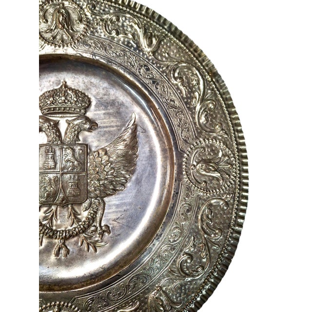 Metal 19th-Century Russian Silver Plate Coat of Arms Plaque For Sale - Image 7 of 10