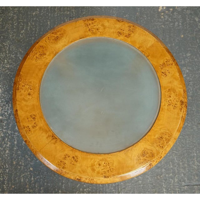 Wood Art Deco Burr Walnut Circulair Pedestal Round Console Center Table For Sale - Image 7 of 14