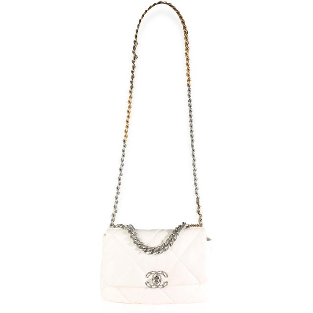 White White Quilted Lambskin Small Chanel 19 Flap Bag For Sale - Image 8 of 8