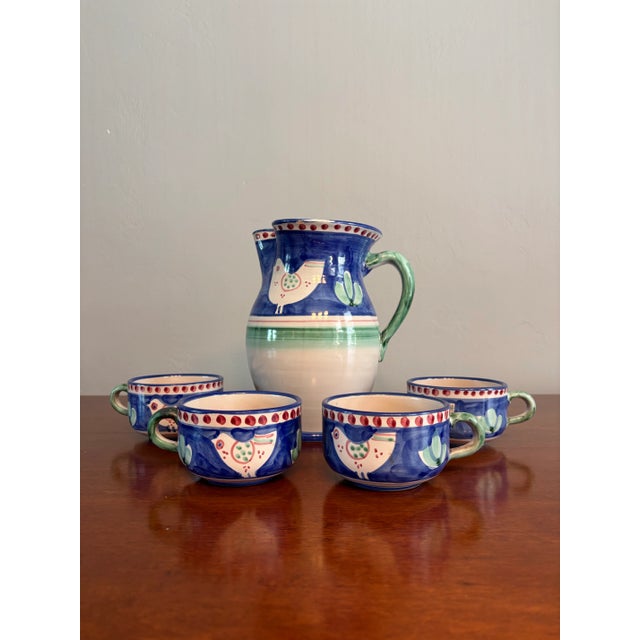 Ceramica Solimene hand painted pitcher and mug set. Vietri Italian ceramics. A beautiful set with hand painted details of...
