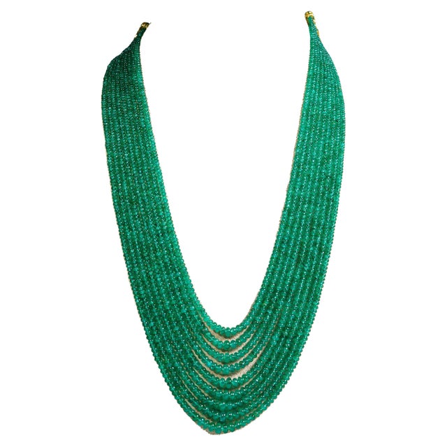 Early 21st Century Natural Zambian Emerald Beads in 9 lines For Sale - Image 5 of 18