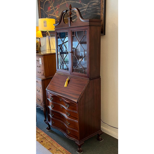 Vintage Monitor Furniture Company Chippendale Two Piece Secretary