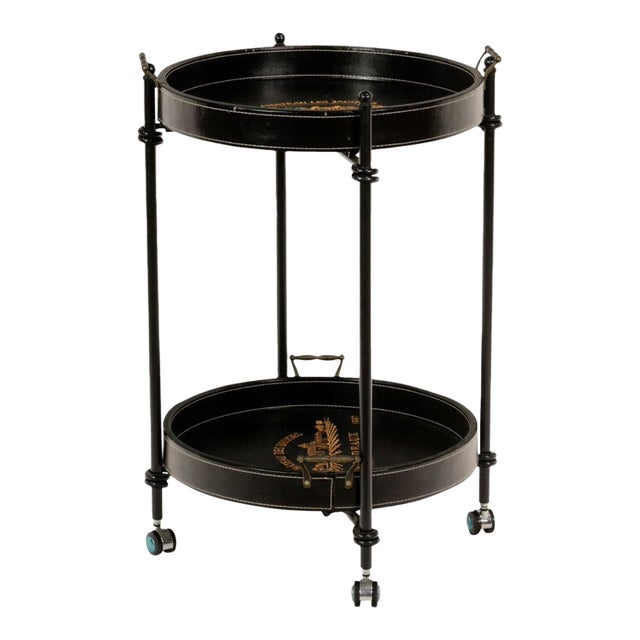 A Contemporary Bar Cart Occasional Table Vineyard Motif, Two Tier Removable Trays For Sale