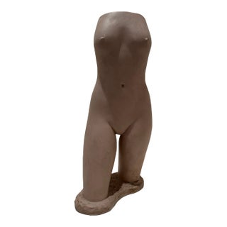 Larry Mohr Painted Plaster Female Torso Sculpture Signed From Artist Estate For Sale
