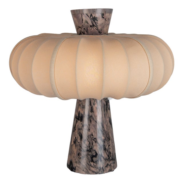 Terrestrial Brown Veined Marble and Toffee Cotton Table Lamp by ZAVADSKI For Sale
