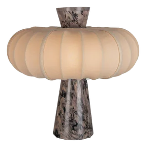Terrestrial Brown Veined Marble and Toffee Cotton Table Lamp by ZAVADSKI