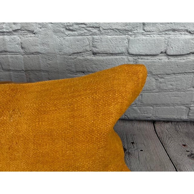 Turkish 16 x 24 Hemp Pillow Turkish Cushion Natural Orange Pillow Cushion Cover For Sale - Image 3 of 4
