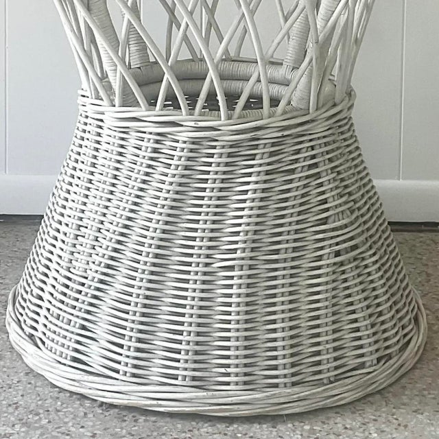 Late 20th Century Vintage Coastal Rattan Dining Table Pedestal For Sale - Image 14 of 16