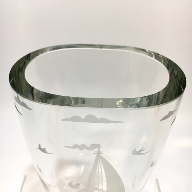 Orrefors Crystal Lars Hellsten Orrefors Sailboat Vase For Sale - Image 4 of 9