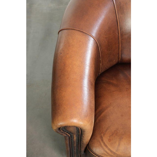 Animal Skin English-Style Club Chair in Sheepskin Leather For Sale - Image 7 of 14