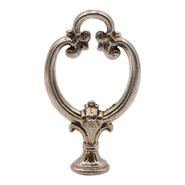 Vintage Late 20th Century Fleur De Lis Silver Plated Brass Finial For Sale
