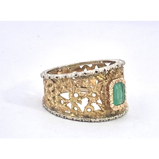 This magnificent wide band ring exemplifies fine Italian Renaissance-inspired craftsmanship, reminiscent of the celebrated...