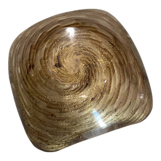 1950s Barovier& Toso Zebrati Gold Dust Bowl For Sale