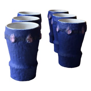 Hoy Sculptural Ceramic Cups, 1980s, Set of 6 For Sale