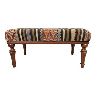 Embroidered Kilim Upholstered Bench For Sale