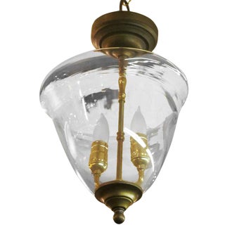 Ceiling Brass Up Light Pendant With Glass Globe For Sale