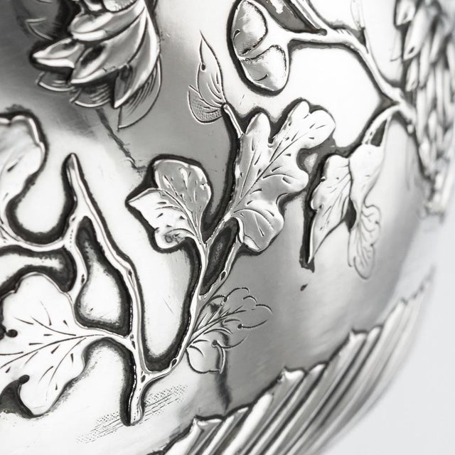Metal Antique Hong Kong Chinese Solid Silver Bowl from Wing Cheong, 1890s For Sale - Image 7 of 16
