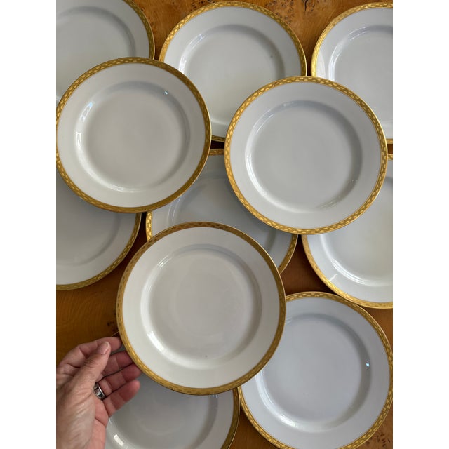 1960s Set of Eleven (11) H&c Selb Bavaria Gold Rim Porcelain Luncheon Plates For Sale - Image 10 of 12