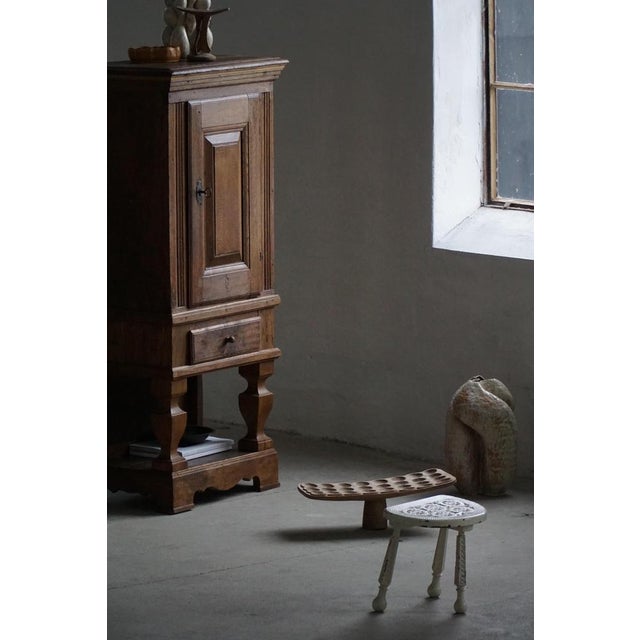 Danish Wooden Tripod Stool with Carved Details, 1930s For Sale - Image 10 of 11