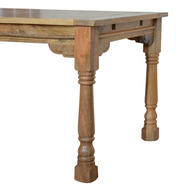 2020s Solid Oak-Finish Mango Wood Dining Table For Sale - Image 5 of 8
