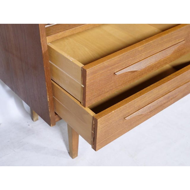 Wood Mid-Century Modern Teak Highboard with Glass Display Case and Sliding Door, 1960s For Sale - Image 7 of 15