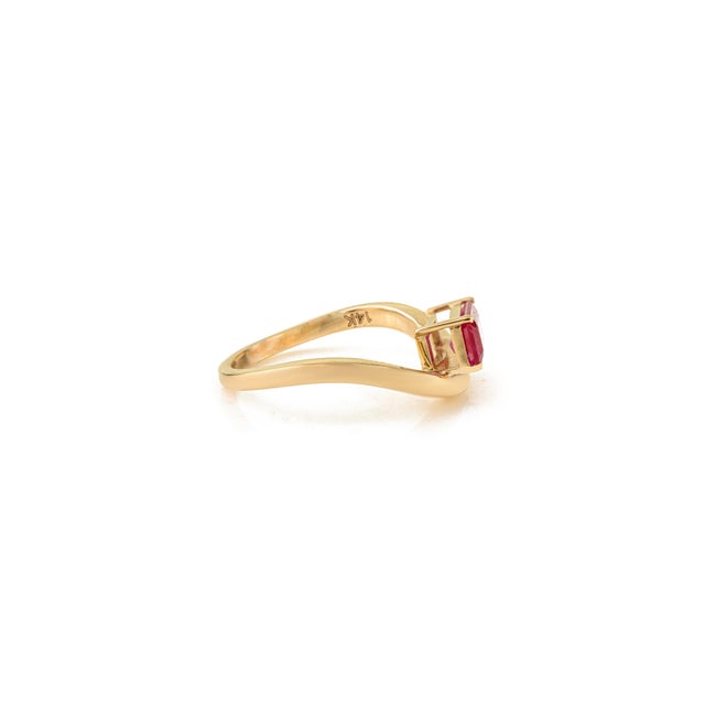 1.21 Carat East West Floating Ruby Wave Ring Size 6 in 14k Solid Gold For Sale In New York - Image 6 of 14