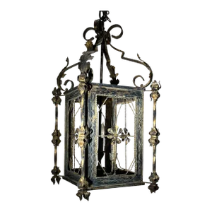 Gilt Accented French Iron Lantern