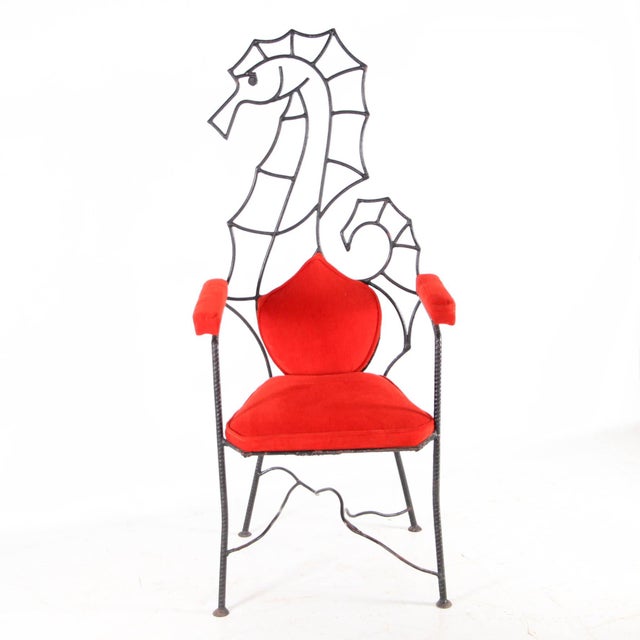 Red Vintage Hippocampus Armchair in Iron, 1980s For Sale - Image 8 of 14