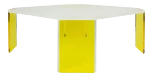 Modern Yellow Frozen Lucite Coffee Table