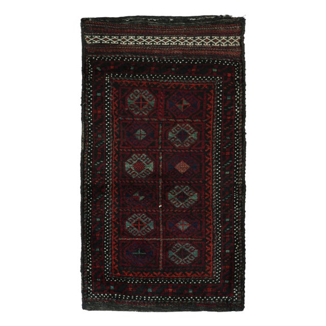 Red Rug & Kilim’s Baluch Tribal Rug in Burgundy With Teal Blue Geometric Patterns For Sale - Image 8 of 8