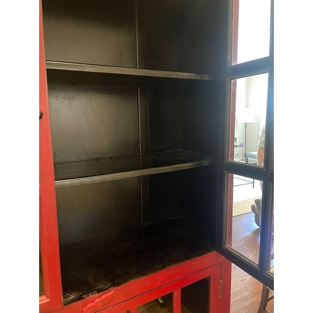 Red Crate & Barrel Rojo Red Tall Cabinet For Sale - Image 8 of 9