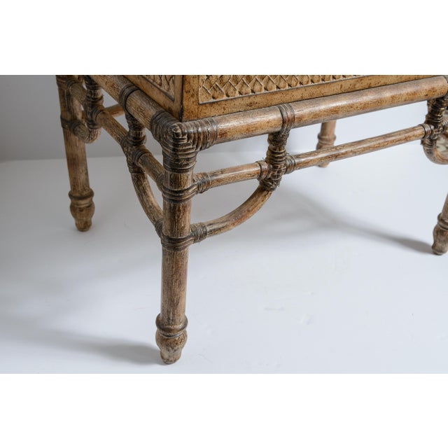 Vintage Faux Bamboo Trunk on Stand With Compartment For Sale - Image 13 of 17